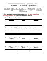 Using correctly balanced equations is important when trying to. Kami Export Ws 2 7 Balancing Equations Pdf Name Date Hr Worksheet 2 7 U2014 Balancing Equations 2 1 I Have No Idea 2 I Kind Of Get It 3 I Mostly 4 I Course Hero