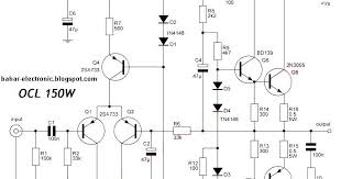 Dan masing masing pendorong juga diperkuat sendiri sendiri hingga transistor pre amp ===== mungkin begini perbedaan alur audionya 1. Skema Power Ocl 150 Watt Mono Bahar Electronic