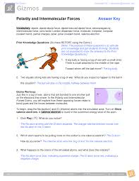 .cycle worksheet answer key students will use the process of science to generate and answer eukaryotes cell. Gizmos Polarity And Intermolecular Forces Lab Sheet Student Exploration Polarity And Intermo In 2021 Intermolecular Force Instagram Quotes Captions Covalent Bonding