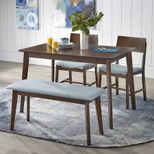 Tms Tiara 4 Piece Mid Century Dining Set With Bench Multiple Colors Walmart Com Dining Set With Bench Mid Century Dining Set Round Dining Table Sets