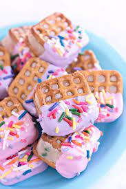 Confetti Cookie Dough Pretzel Bites Sprinkles For Breakfast Recipe Fun Baking Recipes Confetti Cookies Cookie Dough