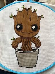 The free patterns for cross stitch are divided into categories for easier orientation. Fo Baby Groot Crossstitch