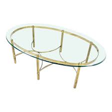 Modern home decorative vase for fruit living room coffee table tabl decor flower vase glass vases. Mid Century Modern Brass And Glass Oval Coffee Table Chairish