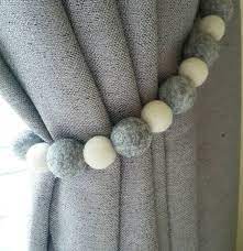 100 Wool Felt Ball Curtain Tiebacks Each Tieback Is Approximately 65cm Long And Has 12 Large Grey Felt Balls 2 Nappe Lacci Tenda Tende Salotti Lacci Tenda