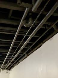 Exposed ceiling will defiantly give you the most head room and i think it would add a fun texture to the basement. Painting The Basement Ceiling Dark And Moody Week Four One Room Challenge A Life Unfolding