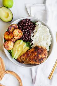 Cuban Chicken And Black Bean Rice Bowls With Plantains Recipe Healthy Recipes Cuban Chicken Chicken Recipes