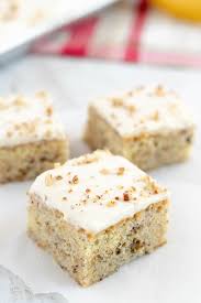 You can skip if you like, or use pecans instead, if you like them. Banana Walnut Bars With Cream Cheese Frosting Bunny S Warm Oven
