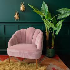 Shop with afterpay on eligible items. Scalloped Oyster Velvet Chair Blush Pink Audenza