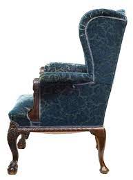 Early victorian carved mahognay library reading armchair regency blue. Early Victorian Carved Mahogany Wingback Armchair At 1stdibs