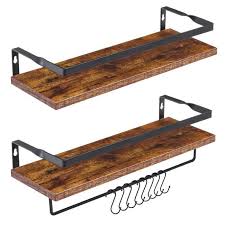 Vous souhaitez payer en plusieurs fois? Ibuyke Lot De 2 Etageres Murales En Bois Metal Rangement Avec Porte Serviette Pour Salon Bureau Salle De Bains Cuisine Rf Tm008 Cdiscount Maison