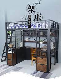 铁艺高架床阁楼挂壁床小户型阁楼床高低床铁架床公寓宿舍双层床 淘宝网 home furniture loft bed