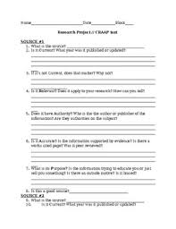 The craap test is a test to check the objective reliability of sources across academic disciplines. Craap Test Worksheet For Research Projects By Theresa Kelly Tpt