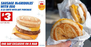 Thereof, how much is a chicken mcgriddle? Mcdonald S To Offer 3 Sausage Mcgriddles With Egg On March 8 Available All Day All Stores Islandwide Great Deals Singapore