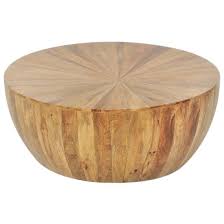 This coffee table is sturdy, but hollow (sounds like a drum when you lightly knock on it). Sunburst Pattern Solid Wood Drum Coffee Table Mango Wood Walmart Com Walmart Com