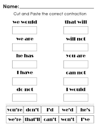 Free Printable Contraction Worksheets Contraction