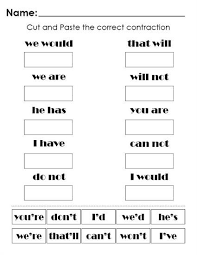 free printable contraction worksheets contraction