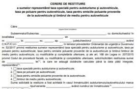 Cerere Restituire Taxa Auto 2018 Modelul Care Trebuie Completat Pană Pe 31 August Realitatea Net Event