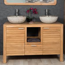 Miroir salle de bain stockholm contour bois et tablette 48x53.5x10cm. Meuble Sous Vasque En Teck Courchevel 120