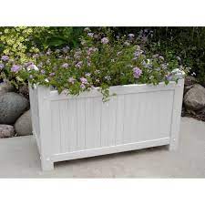 Then planed smooth in my. Dura Trel 28 In X 14 1 2 In White Vinyl Slat Planter 11186 The Home Depot In 2021 Large Outdoor Planters Rectangular Planter Box Outdoor Planters