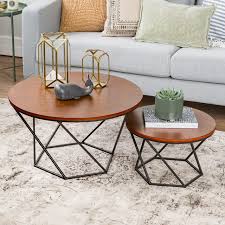 Poly & bark riley marble top rectangle coffee table. Modern Bohemian Geometric Glass Nesting Coffee Table Set Glass Gold Modern Living Room By Walker Edison Furniture Company Houzz