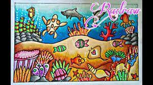 Bahkan, melihat pemandangan yang indah dapat menghilangkan stres seseorang. Cara Gradasi Menggambar Dan Mewarnai Pemandangan Bawah Laut Youtube