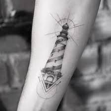 Black And White Lighthouse Tattoo Designs Lighthouse Tattoo Design By Sanghyuk Ko Lighthouse Tattoo Tattoos Geometric Tattoo