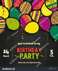 Birthday Party Invitation Card With Photo Birthday Party Invitation Card With Colorful Flat Balloons Vector Invitation Card Birthday Party Birthday Party Invitations Invitation Cards Party Invitations