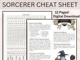 Sorcerer Cheat Sheet Sorcerer Quick Reference Guide DnD - Etsy España