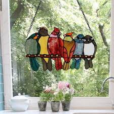 Birds On A Wire Stained Glass River Of Goods Multi Stained Glass Birds On A Wire Window Panel 10279 Stained Glass Birds Stained Glass Window Panel Glass Art Pictures