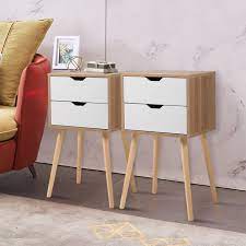 Get inspired with these modern bedside table ideas. Jaxpety Set Of 2 Mid Century Modern Nightstand Bedside Table Sofa End Table Bedroom Decor 2 Drawers Storage With Solid Wood Legs White Walmart Com Walmart Com