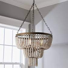 Tiered Basket Bead Chandelier In 2021 Wood Bead Chandelier Rustic Chandelier Dining Room Dining Chandelier
