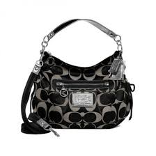 Black And White Coach Purse Coach Poppy Sbwsv Signature Sateen Jazzy Hobo Silver Black White Purses Coach Purses Coach Poppy