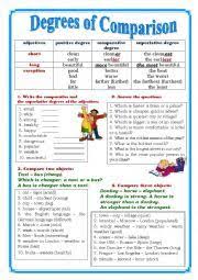 english worksheet degrees of comparison degrees of