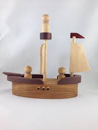 Handmade Wooden Pirate Ship Etsy Handmade Wooden Natural Wood Toys Wooden