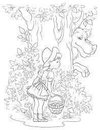 Crayons, colored pencils, and acrylic paints are acceptable coloring applications and perfect to use with our murals. Little Red Riding Hood And Wolf Colouring Page Stock Vector Illustration Of Outlined Forest 47343907