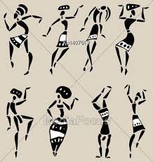 Black And White Painting African Tribal Art Figures African Dancers People Silhouette Set Vector Illustration African Paintings African Drawings Africa Art