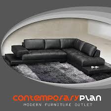 Furinno brive contemporary tufted 3 seater sofas, black faux leather. Modern Black Leather Sectional Sofa Contemporary Italian Design New Ebay