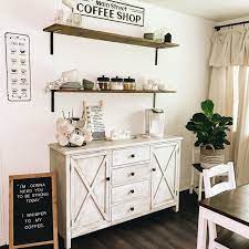 Farmhouse Coffee Bar Coffee Bar Kitchen Floating Shelves Buffet Table Kitchen Decor Farmhouse Kitchen Coffee Bar Home Farmhouse Coffee Bar Home Decor