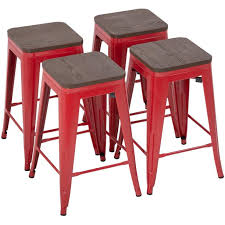Maybe you would like to learn more about one of these? 24 Inches Metal Bar Stools Set Of 4 Counter Height Wood Seat Barstool Patio Stool Stackable Backless Stool Indoor Outdoor Metal Kitchen Stools Bar Chairs Red Walmart Com Walmart Com