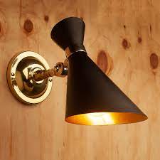 Visit our polished brass wall lights website; Polished Brass Adjustable Black 50 S Cone Wall Light Edison Light Globes Pty Ltd