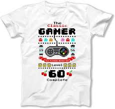 Birthday T Shirt Ideas For Him 60th Birthday Gift Ideas For Men Gaming Shirt Nerd T Shirt Bday Present Custom Year The Classic Gamer Level 60 Complete Mens Tee Dat 4029 In 2020 Custom Shirts Geek Shirts 30th Birthday Shirts
