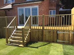 Use level to mark bracket height on wall at top and bottom of staircase. Portfolio Decking T W Landscape Property Services