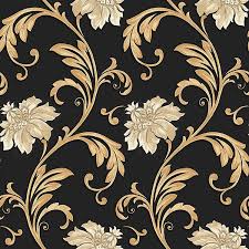 Whether you're looking to buy floral wallpaper to decorate a feature wall or your entire living room, kitchen, home. Norwall Concerto Jc20066 Floral Scroll Wallpaper Black Metallic Gold Cream The Savvy Decorator Wallpaper Scroll Wallpaper Wallpaper Roll