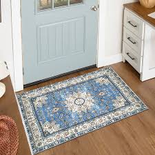 Well you're in luck, because here they. Buy Lahome Oriental Floral Medallion Area Rug 2x3 Blue Persian Distressed Small Entryway Rug Doormat Vintage Faux Wool Non Slip Washable Low Pile Carpet For Indoor Front Entrance Kitchen Bathroom Online In Turkey