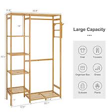 Get the best deals on wooden garment racks. Bamboo Wood Clothing Garment Rack With Shelves Clothes Drying Hanging Rack Plant Stand For Long Jacket Trousers Shoe And Coat Storage In Home Laundry Room Commercial Corner Heavy Duty Pricepulse