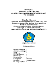 Selanjutnya sehubungan dengan perlunya peningkatan kesejahteraan pendidik pada madrasah diniyah pp. Contoh Proposal Permohonan Bantuan Dana Untuk Paud