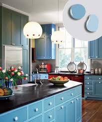 Pale Blue Cabinet Boxes And A Deeper Shade On Doors And Drawer Fronts Add Oom Small Kitchen Decor Kitchen Cabinets Color Combination