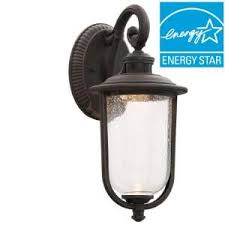 Hampton Bay Perdido Rust Outdoor Led Motion Sensor Wall Mount Lantern Rfsw30030lrs Ms At The Home Depot Wall Mount Lantern Exterior Light Fixtures Hampton Bay