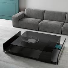 Ghotam Square Smoked Glass Coffee Table With 2 Drawers Klarity Glass Furniture Glass Coffee Table Coffee Table Black Coffee Table Sets