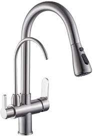 The faucet sprayer is made of solid stainless steel rather than plastic. Buy Wanfan Kitchen Sink Faucet With Pull Down Sprayer 2 Handle 3 In 1 Water Filter Purifier Faucets Brushed Nickel 0195sn Online In Indonesia B07mnjpqhf